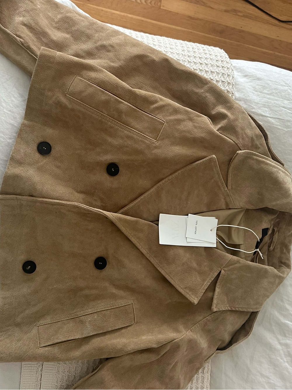 Zara suede trench cropped jacket in small NWT - Picture 3 of 4